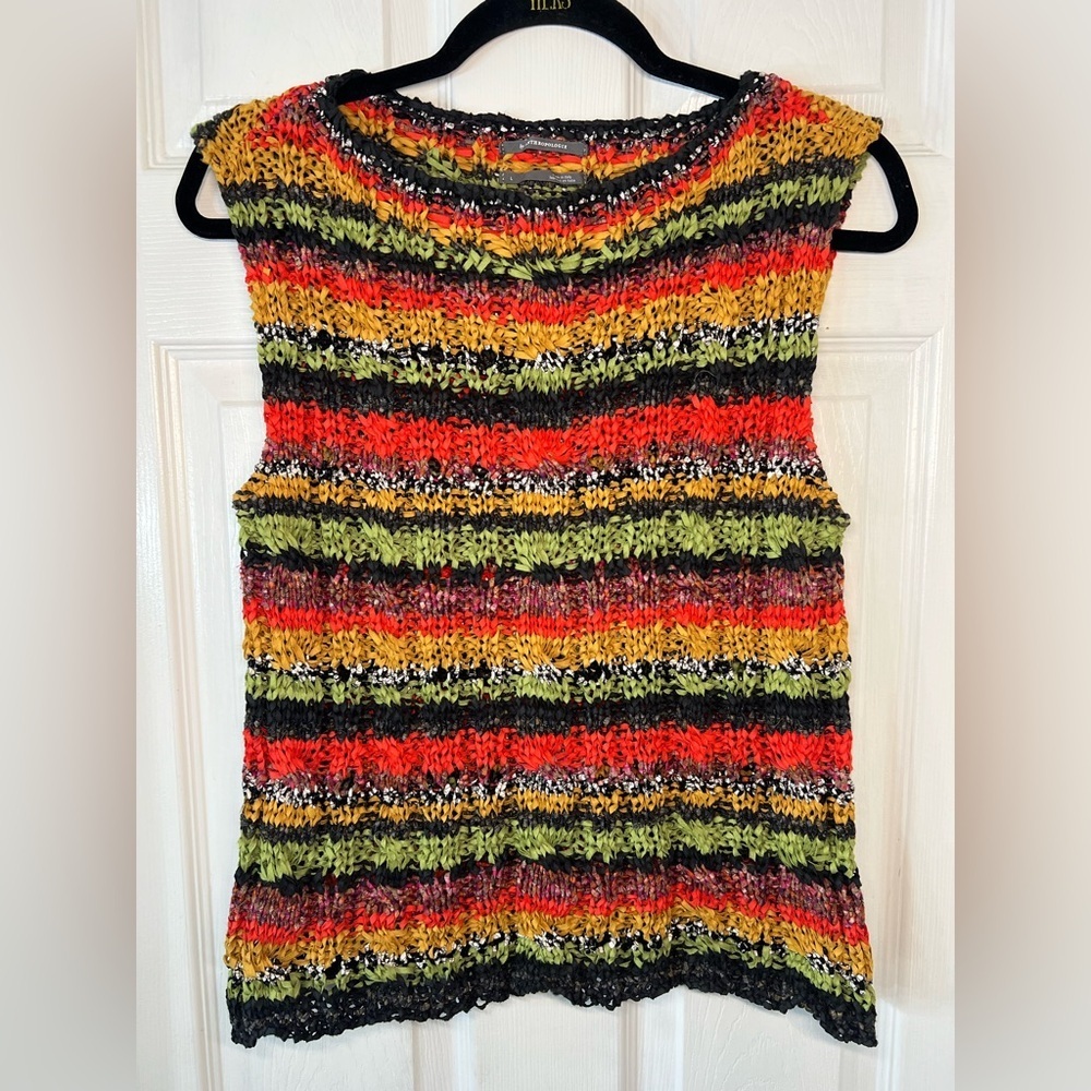 Anthropologie Multicolor Striped Audra Tank Italian Knit Top Size Large - Picture 2 of 9